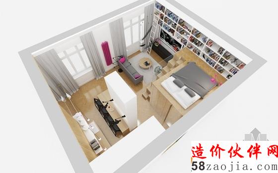 33平舞蹈家“楼中楼”挑高公寓设计