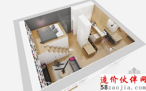 33平舞蹈家“楼中楼”挑高公寓设计