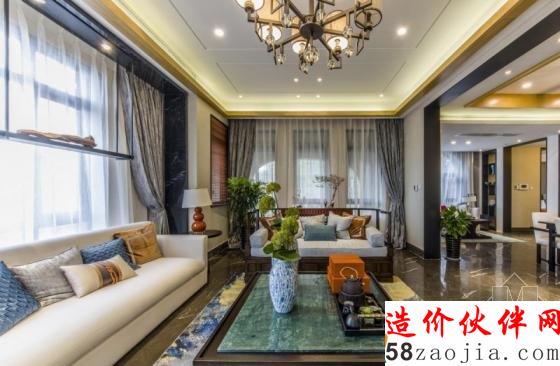 新中式风格 西安绿地国际生态城连体别墅样板间设计