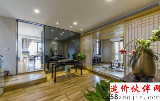 新中式风格 西安绿地国际生态城连体别墅样板间设计