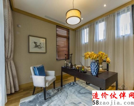 新中式风格 西安绿地国际生态城连体别墅样板间设计