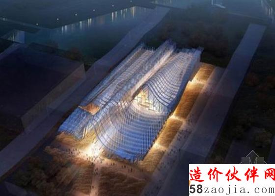 米兰世博会中国馆如“风吹过的麦穗”夜景