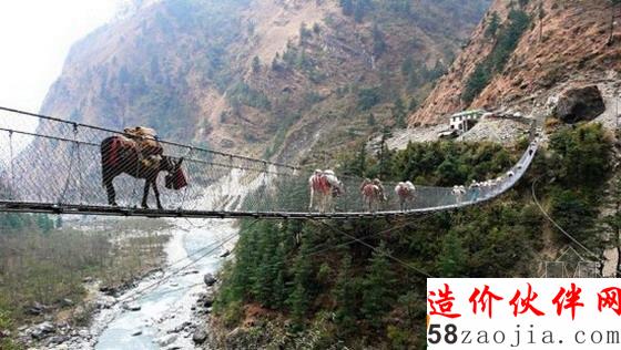 尼泊尔悬索桥(Hanging Bridge of Ghasa)