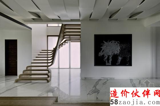 柔美优雅的线条!印度镂空雕塑楼梯公寓