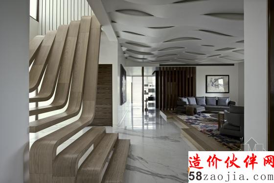 柔美优雅的线条!印度镂空雕塑楼梯公寓