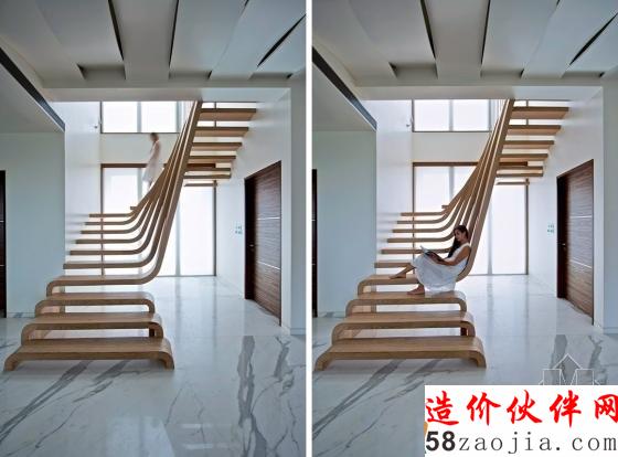 柔美优雅的线条!印度镂空雕塑楼梯公寓