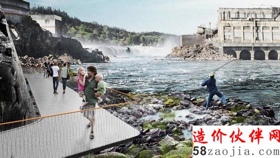 美国俄勒冈州威拉米特瀑布河道景观