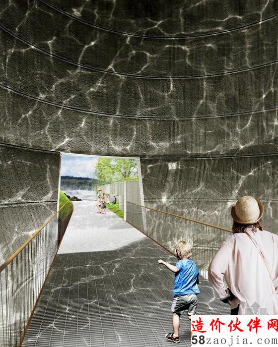 面对自然与历史的临河步道