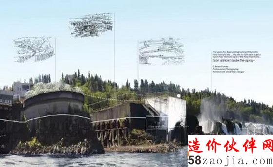美国俄勒冈州威拉米特瀑布河道景观设计图纸