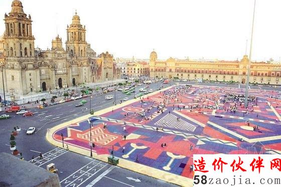 墨西哥市五彩的左卡洛广场景观设计
