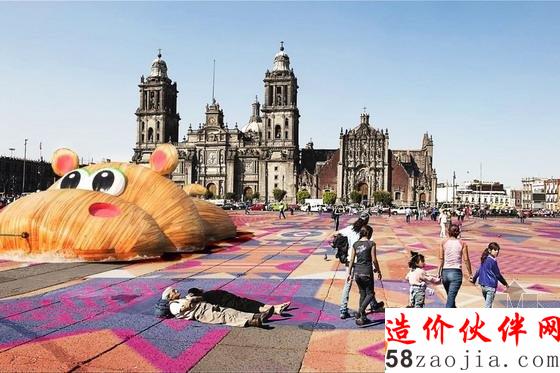 墨西哥市五彩的左卡洛广场景观设计