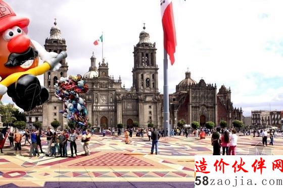 墨西哥市五彩的左卡洛广场景观设计