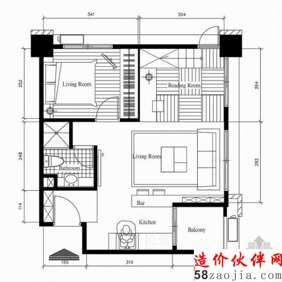 个性十足!56平挑高工业风两居室设计