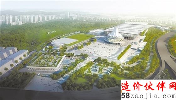 会展中心B、C地块鸟瞰效果图。