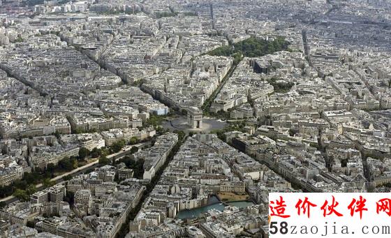 航拍法国巴黎凯旋门