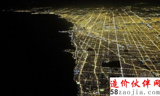 航拍芝加哥之夜