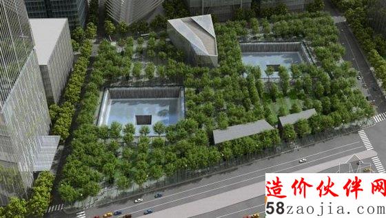 美国911国家纪念广场鸟瞰图设计