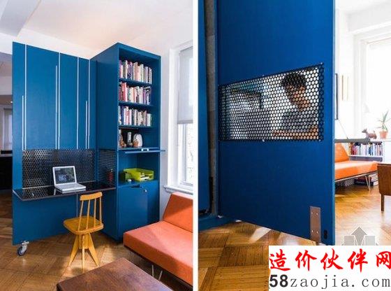 超简约迷你公寓:工作 吃饭 睡觉全在一个橱柜里