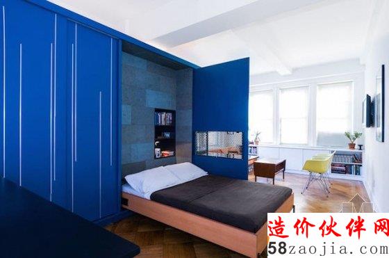 超简约迷你公寓:工作 吃饭 睡觉全在一个橱柜里