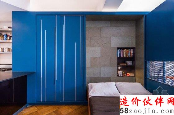 超简约迷你公寓:工作 吃饭 睡觉全在一个橱柜里