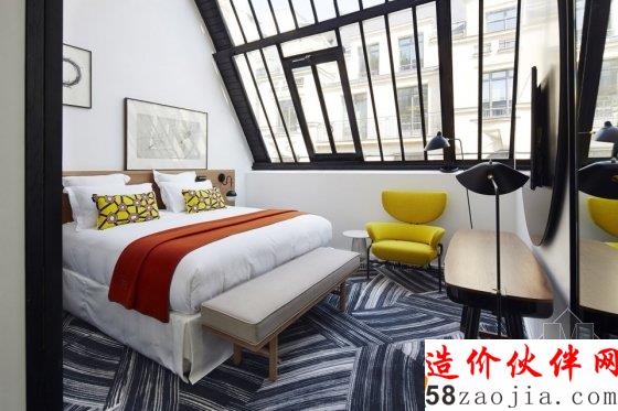 工业风与撞色魅力 巴黎艺术酒店Du Ministere扩建工程