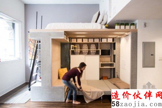 40㎡可折叠的LOFT公寓 也是压缩到极致了
