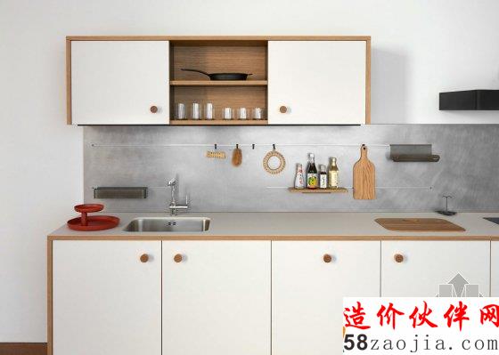 这套简洁直观的厨房系统 用木材营造出高级感