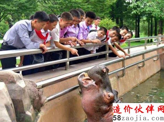 朝鲜学生参观动物园