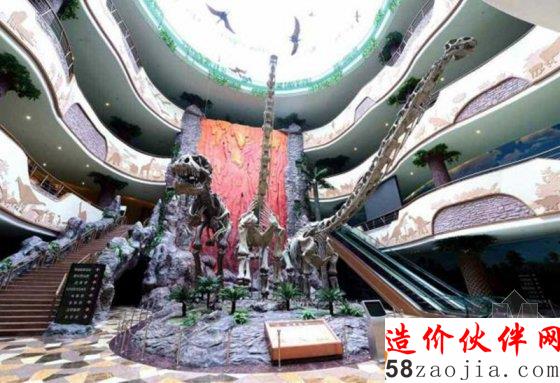 大厅三个巨大的恐龙模型