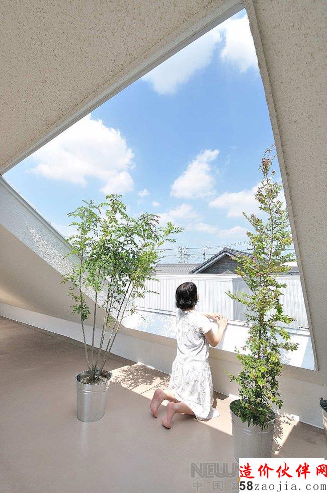 迎向天空和城市的森林屋